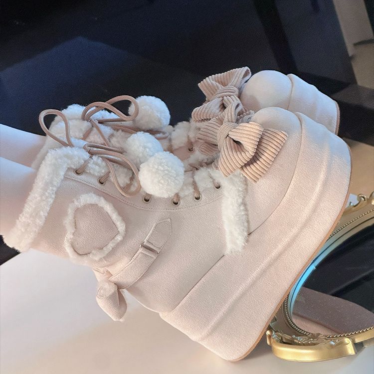 Autumn And Winter New Thick Bottom Sweet Soft Girl Cute Fur Ball Boots - Image 7