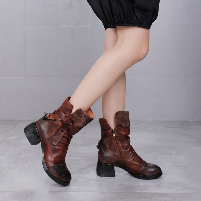 Fashion Personality Women's Retro Chunky Heel Ankle Boots - Image 3