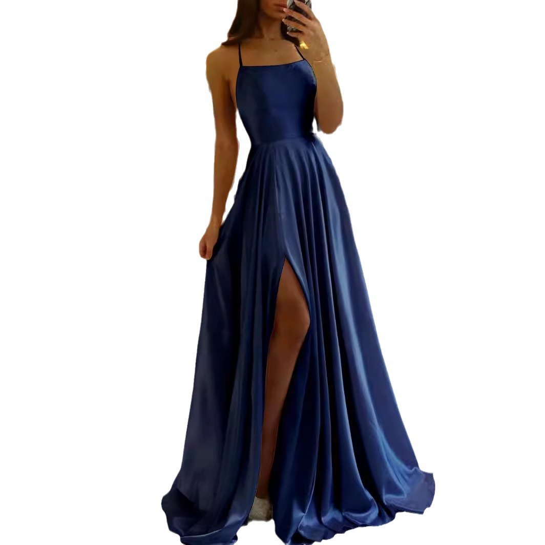 Amazon Long European And American Style Dress Slim Strap Back-to-back Dress High Slit Dance Host Dress – Bild 5