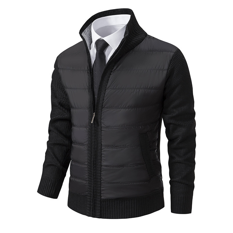 Stand Collar Fleece-lined Thickened Men's Coat - Image 8