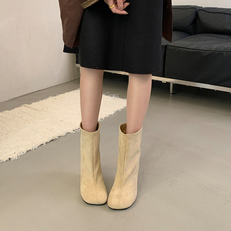 Simple Graceful Round Toe High Heel Booties – Bild 4