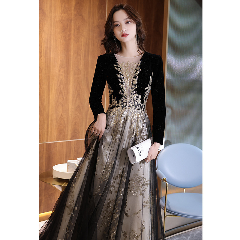 Black Moderator Long Sleeve Annual Party Dress - Image 6