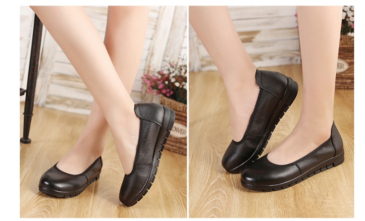 Authentic Leather Work Shoes Women's Black Non-slip Flat Work Leather Shoes - Image 8