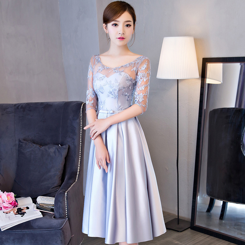Western Style Summer Banquet Mid-length Elegant Party Blue Slim-looking Annual Party Evening Dress – Bild 4