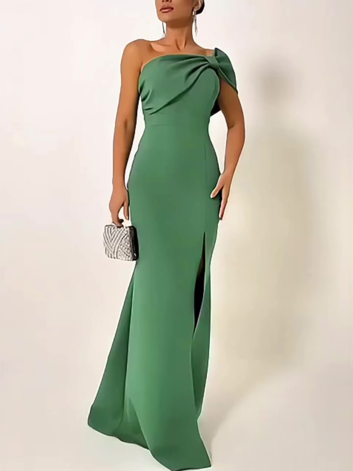 Green Bow Tube Top Evening Dress – Bild 2
