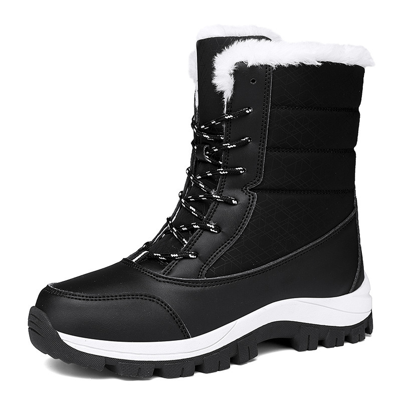 Winter Cotton Boots Outdoor Women's Fleece Lined Padded Warm Keeping Snow Boots - Image 6