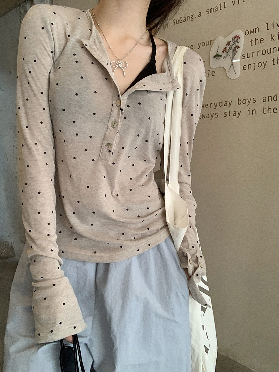 Summer Thin Polka Dot Slim T-shirt — изображение 7