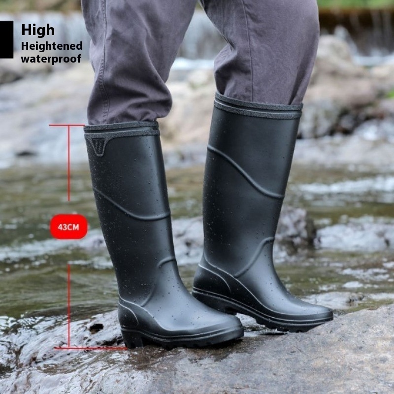 Mid-High Tube Rain Boots Men's Construction Site Protective Shoes Waterproof Non-slip - Image 2
