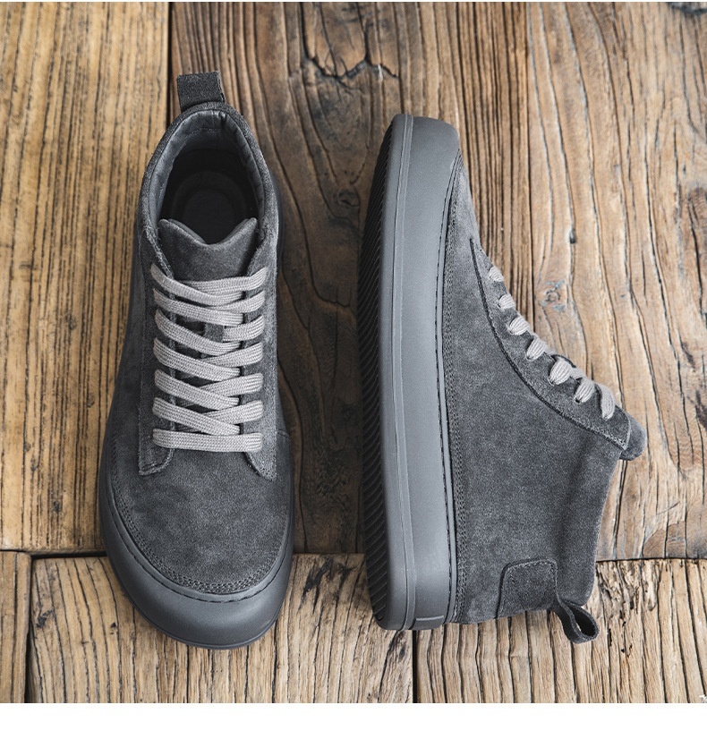 High-top Men's Genuine Leather Fashion Shoes Thick-soled Casual Board Versatile Martin Booties - Image 10