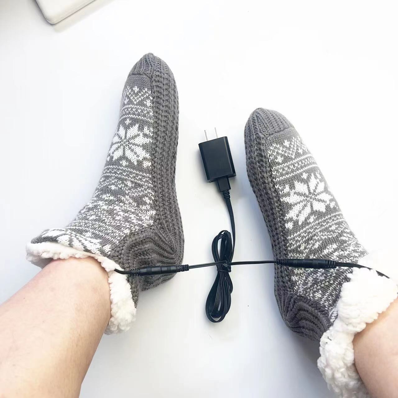 USB Home Warm Feet Electric Heating Room Socks - Image 3