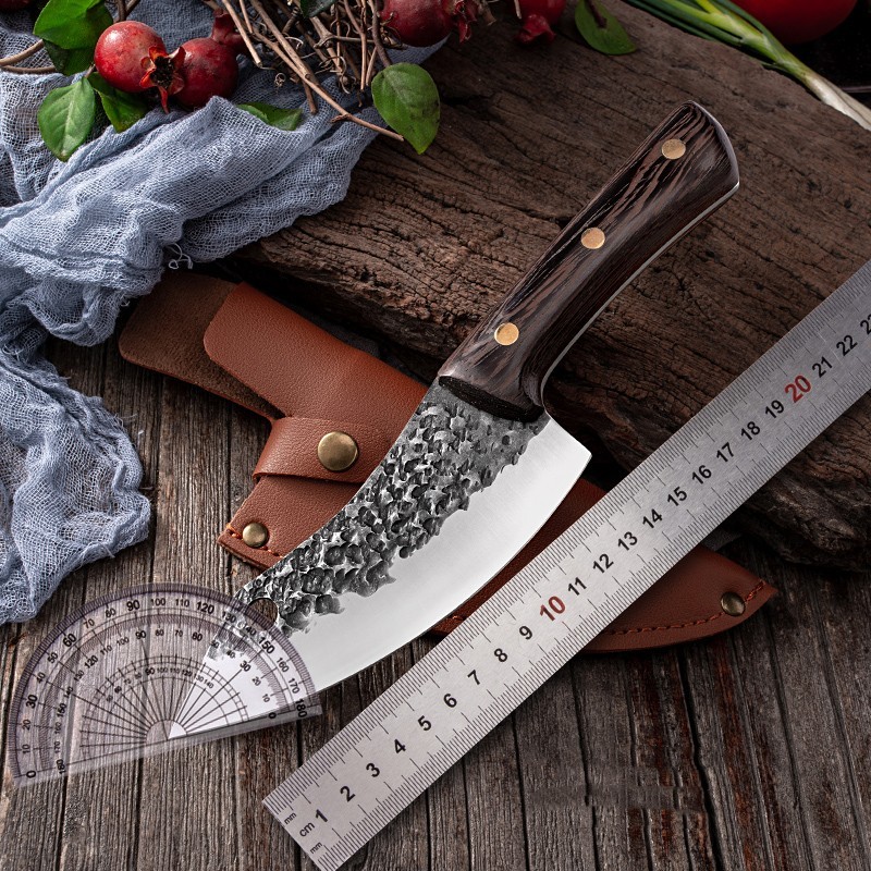 Segmented Forged Leather Sheath Sharp Non-grinding Picnic Knife — изображение 7