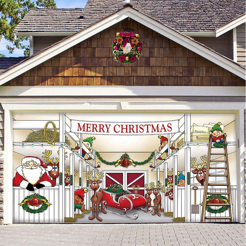Christmas Background Hanging Cloth Garage Door Patch Holiday Party — изображение 4
