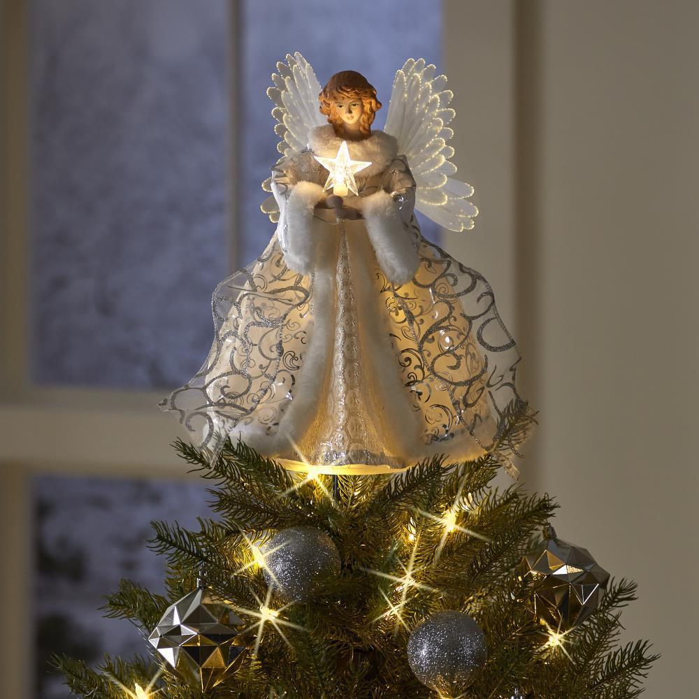 Christmas Tree Decoration Golden Angel Doll Tree Top Star LED Glow - Image 2