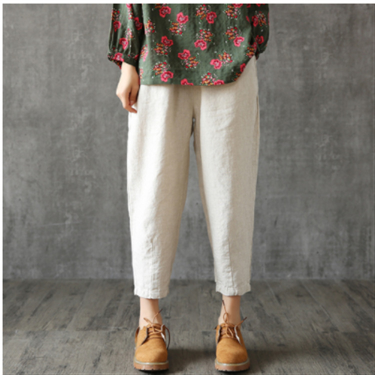 Nine Pants Loose Harem Casual Pants Cotton Linen Turnip Pants - Image 2