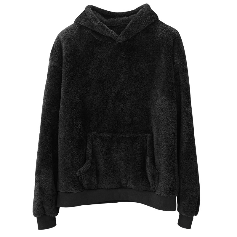 Double-sided Velvet Hooded Sweater Men's Plush Sweatshirt With Pockets — изображение 4