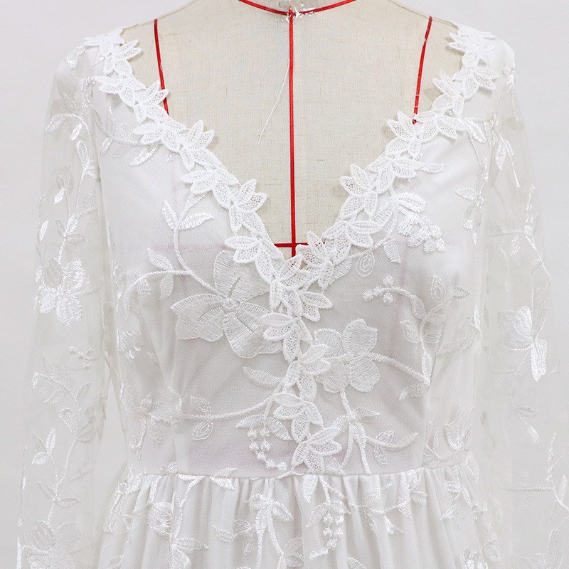 Wedding Dress Sexy Lace Long Sleeve Dress Evening Dress - Image 7