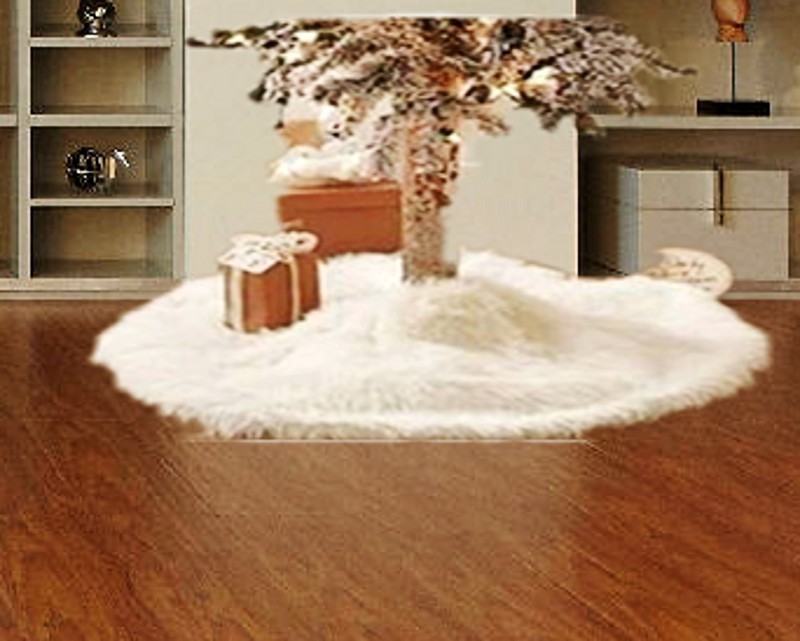 Pure white plush Christmas tree skirt Christmas plush tree skirt 78cm 90cm 122cm Christmas tree decoration tree - Image 3