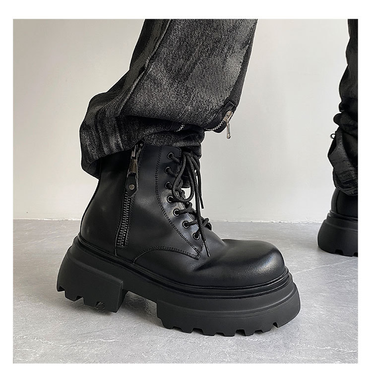 Autumn And Winter Leather Martin Boots High-top Leather Shoes Men's Shoes Fleece-lined - Image 3