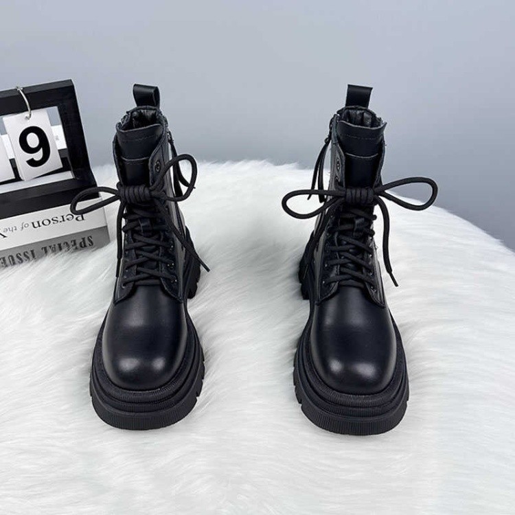 Women's Thick-soled British-style All-matching And Handsome Fashionable Leather Boots - Image 3