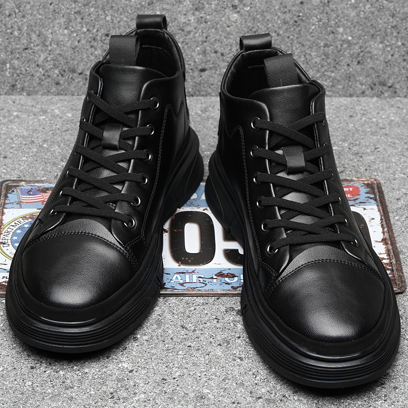 High-top Men's Shoes Winter Men's Leather Shoes Leather Casual - Image 4