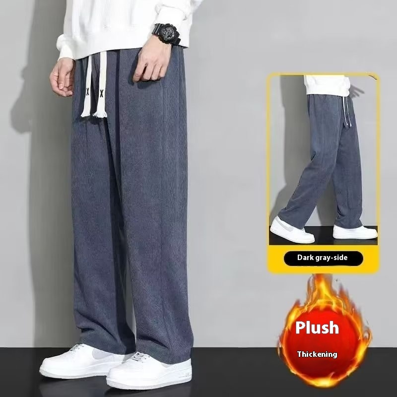 Corduroy Fleece Padded Pants Men's Pants Autumn And Winter - Image 5