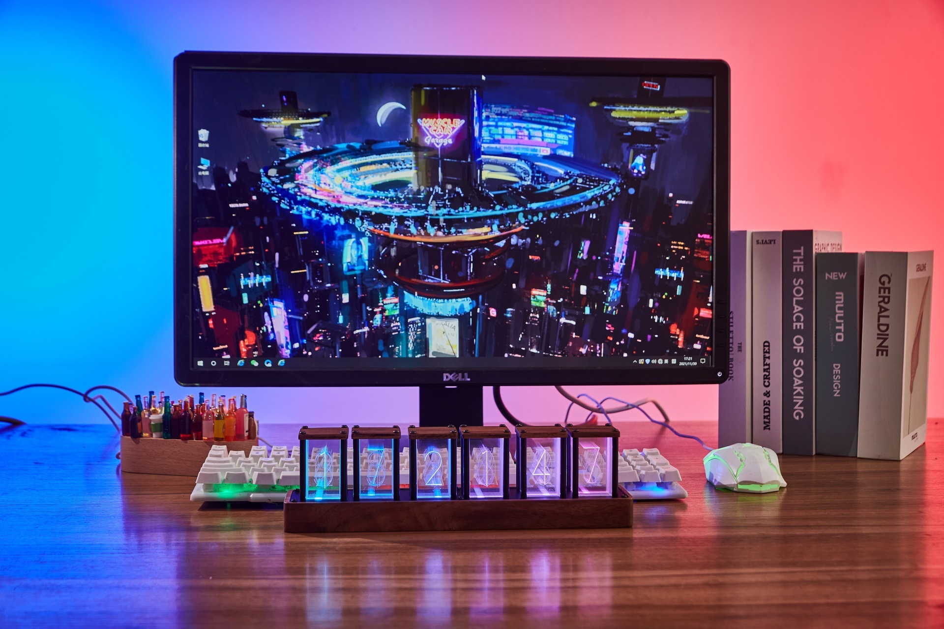 Analog Nixie Tube Clock Digital Alarm Clock Timer Walnut — изображение 2