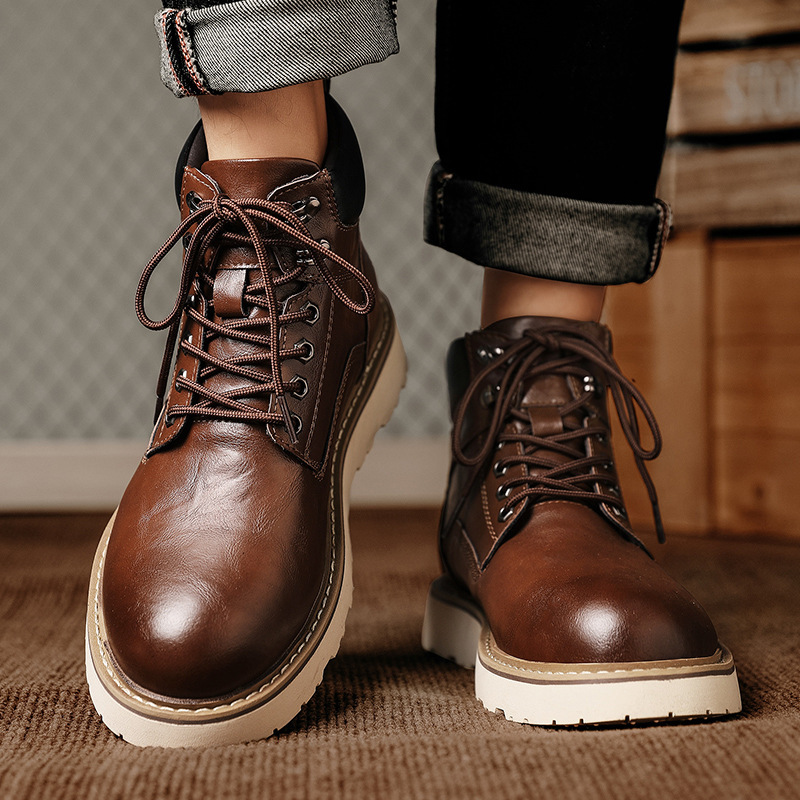 New Men's Platform High-top Motorcycle Sports Leisure Worker Boot – Bild 3