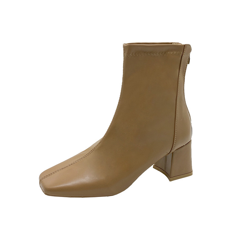 Boots Zipper Mid-calf And Low Length Martin Square Head - Image 7