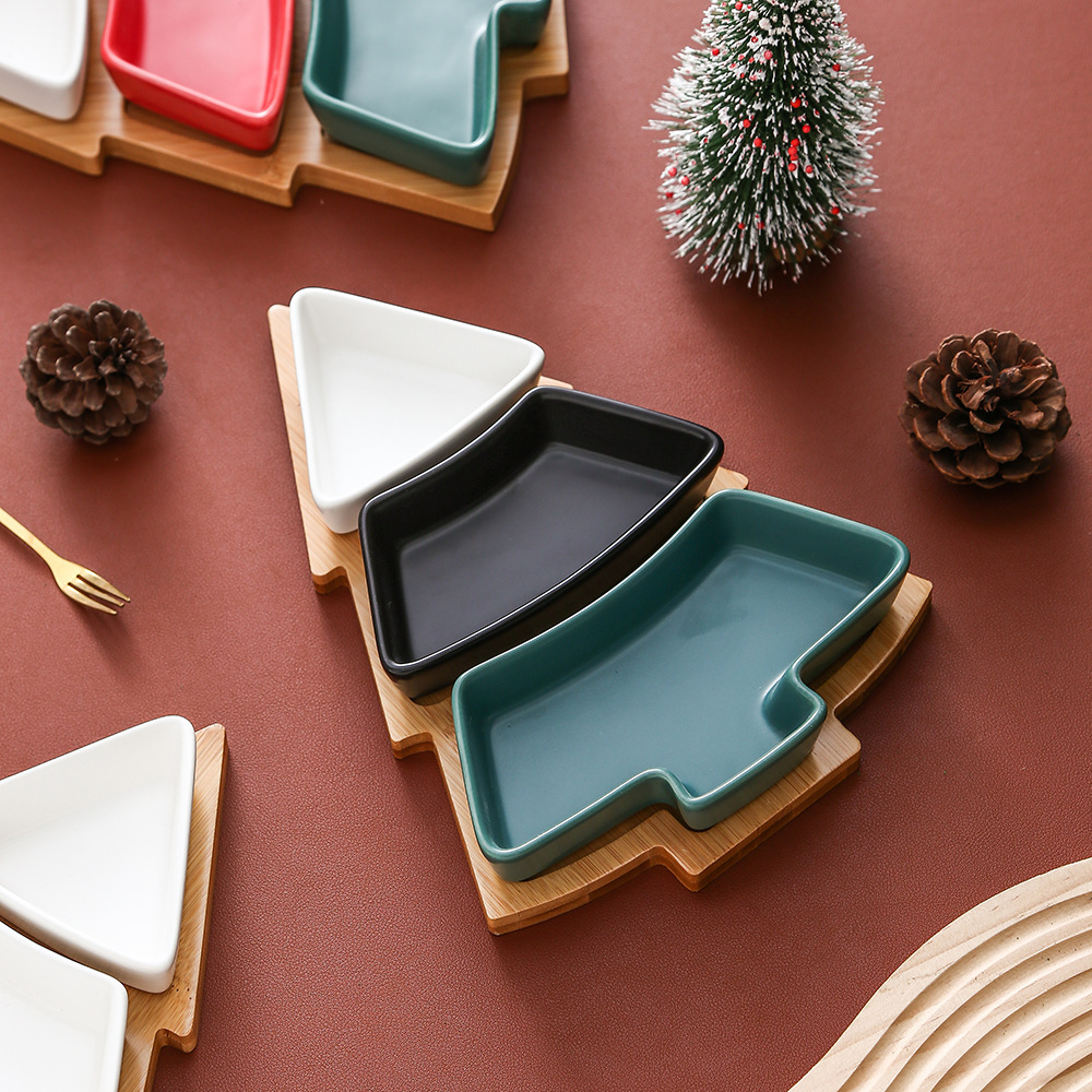 Creative Christmas Tree Ceramic Snack Dish Fruit Candy Plate - Image 3