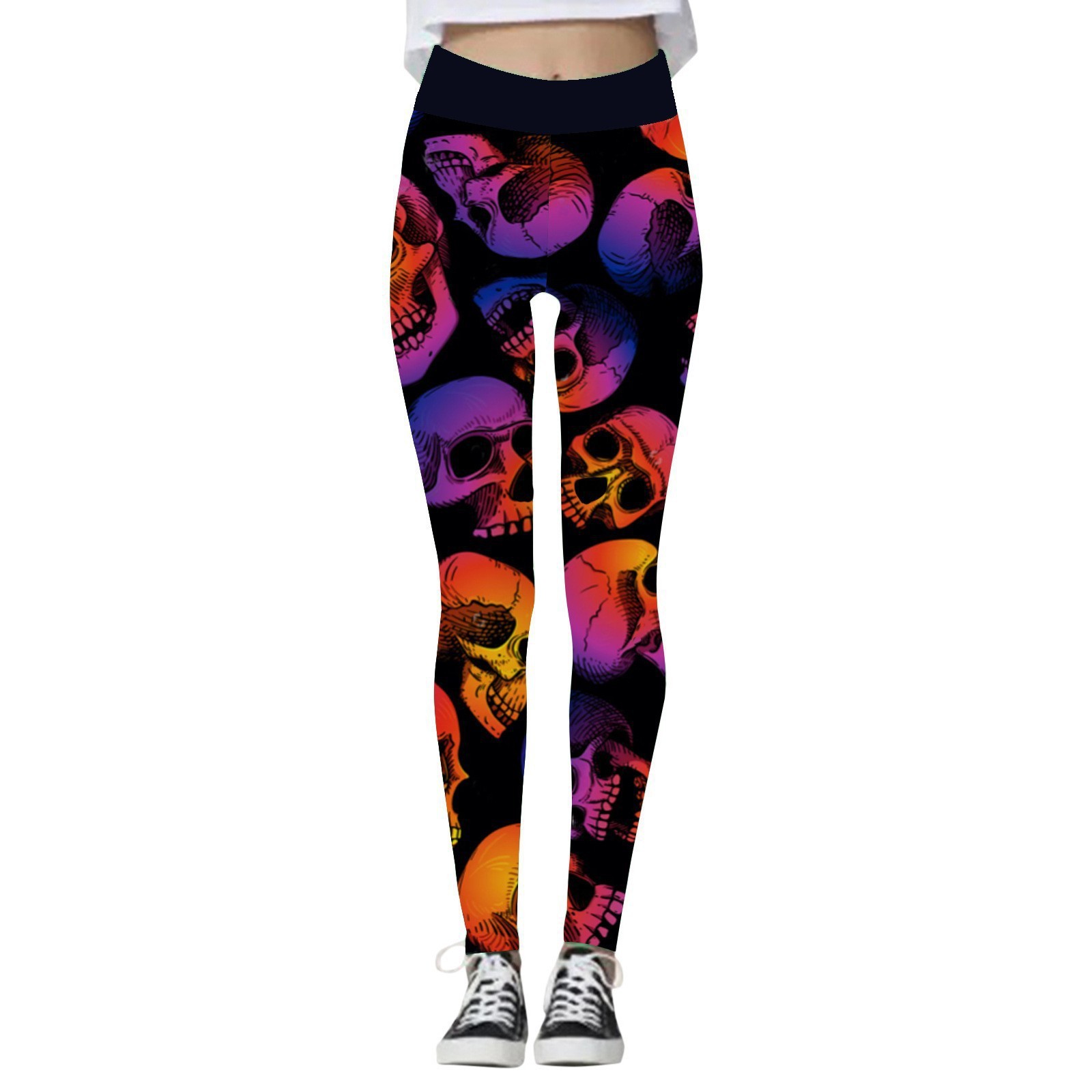 Halloween Women's Yoga Pants Pumpkin Skull — изображение 9