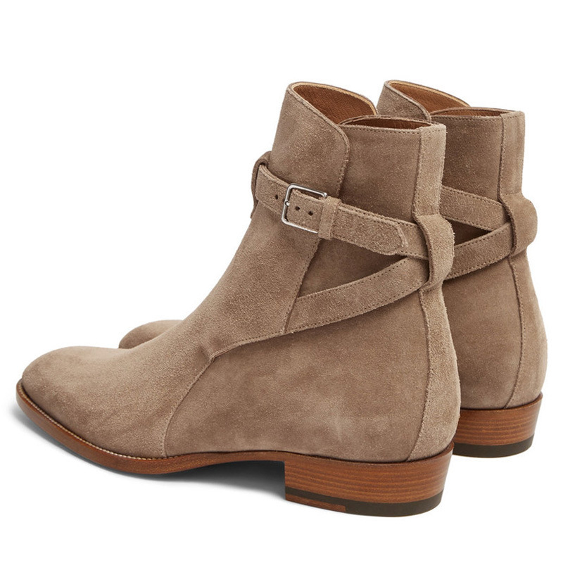 Pointed-toe Authentic Leather British Buckle Martin Boots Men's Fashion - Image 8