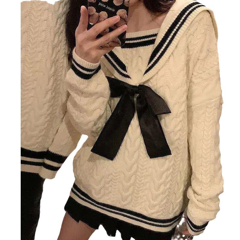 Versatile Color-blocking Ins Japanese-style Preppy Fashion Pullover Top - Image 5