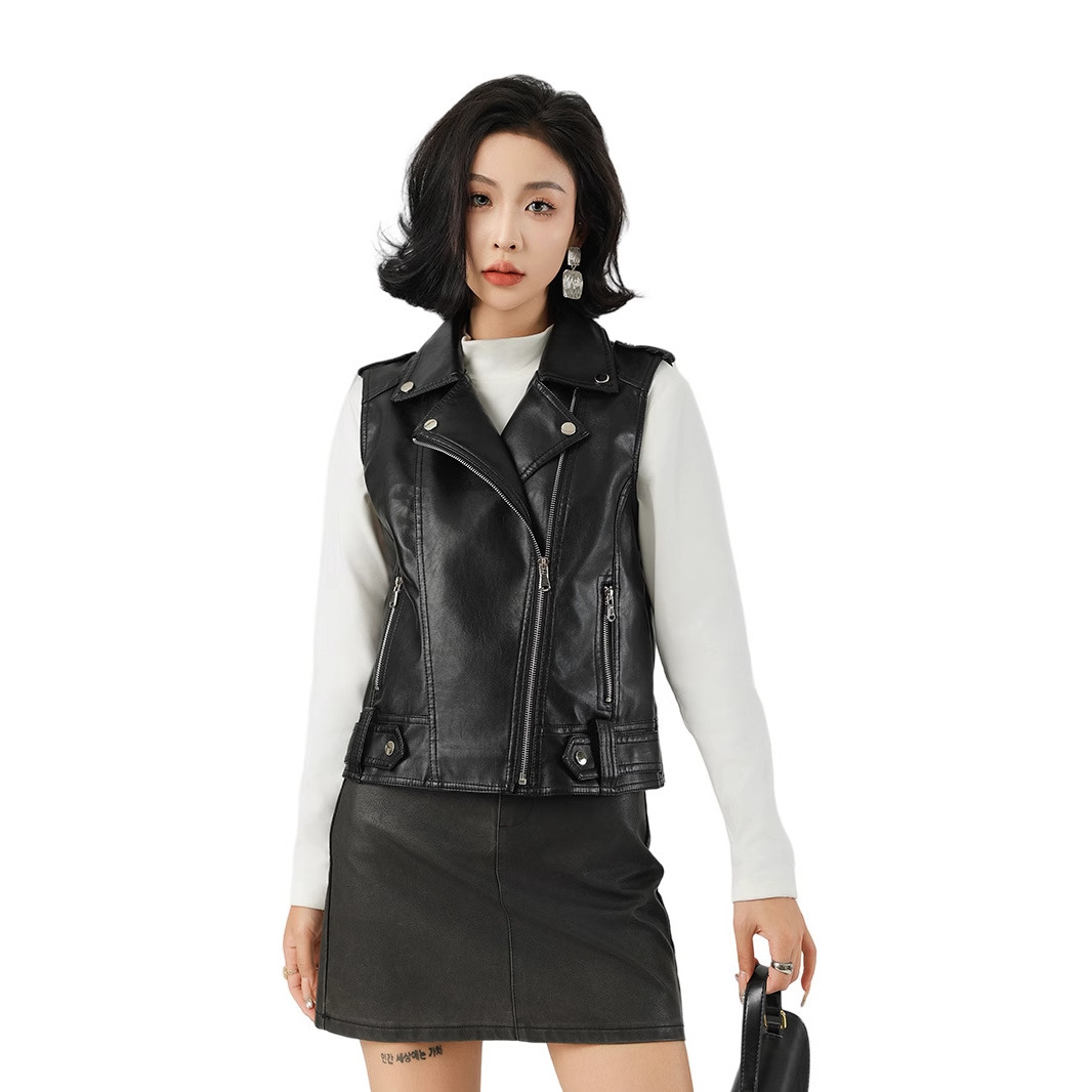 Versatile Fashion Suit Lapel Leather Waistcoat - Image 5