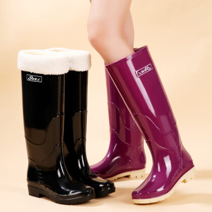 Fleece-lined Warm Length Waterproof Rain Boots