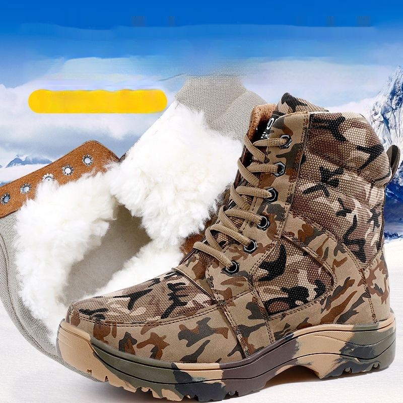 Men's Outdoor Cold Winter Warmth Retention Material Cowhide Thick Snow Boots - Image 5