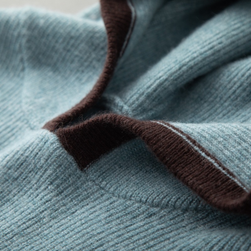 Men's Loose Ingot Needle Contrast Color Cashmere Sweater - Image 2