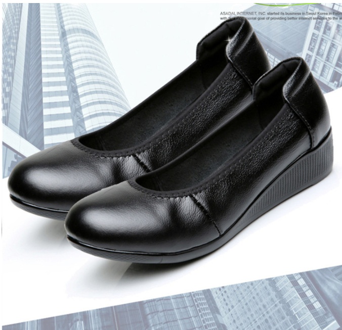 Authentic Leather Work Shoes Women's Black Non-slip Flat Work Leather Shoes - Image 7