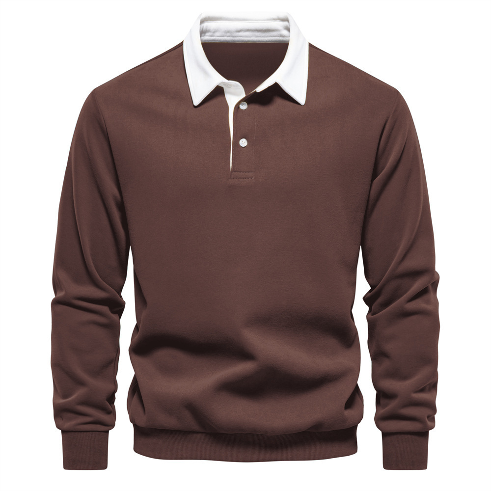 Men's Fashion Casual Versatile Long Sleeves Polo Collar Sweater - Image 9