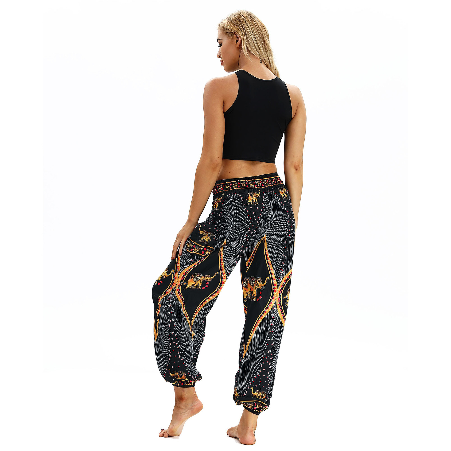 Golden elephant pattern outdoor yoga pants - Image 5