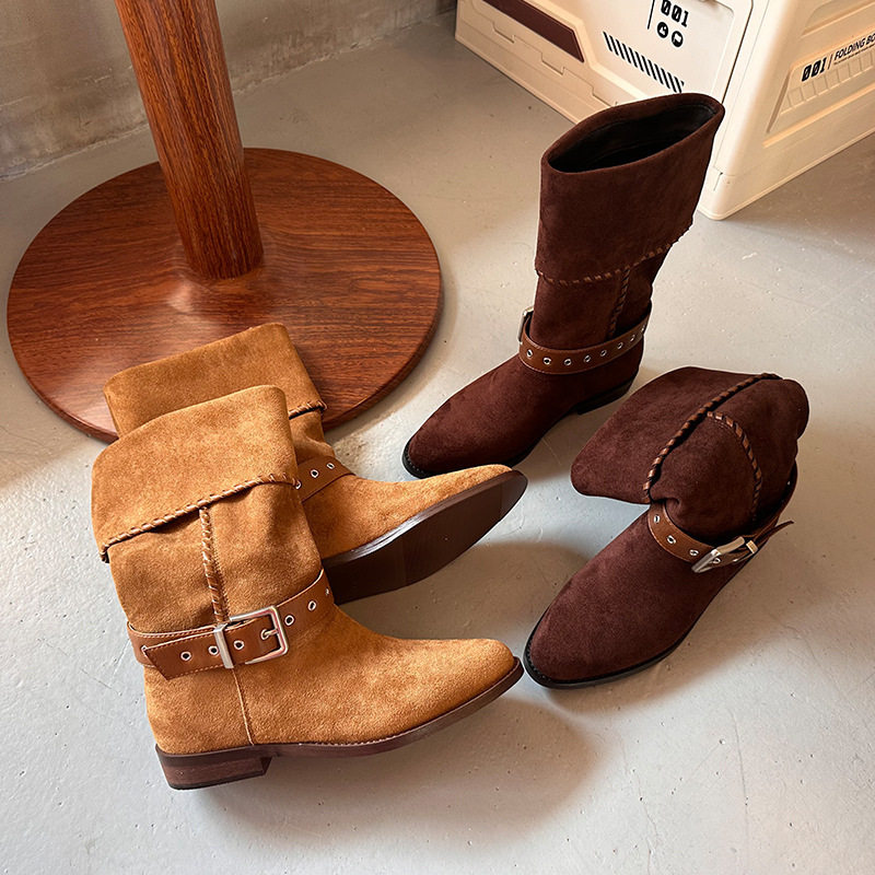 Western Denim British Style Knight Boots Leisure - Image 2