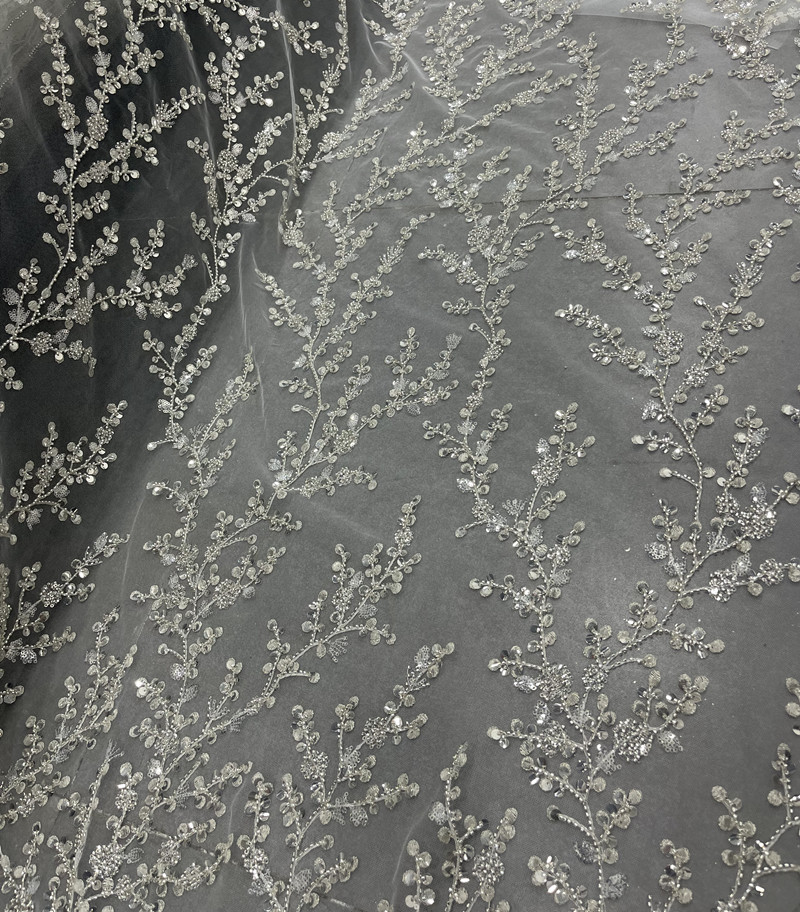 Crystal Sequin Embroidered Transparent Clothing Fabric — изображение 4