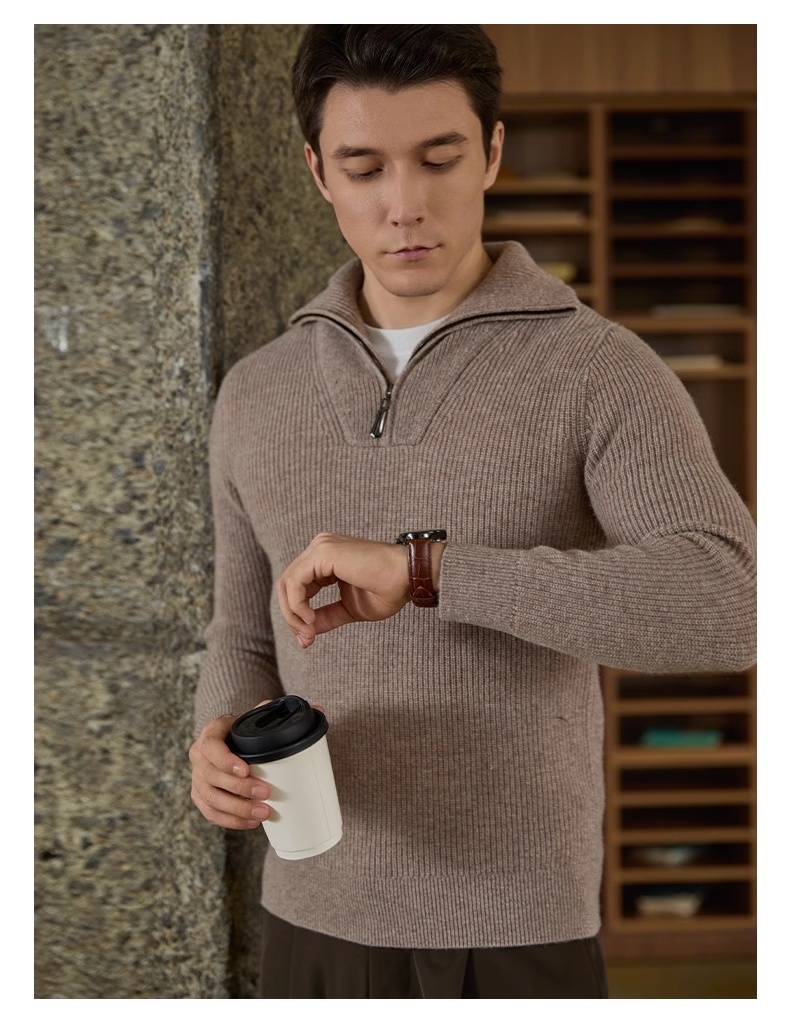 Half-height Zip Turtleneck Sweater Men's Long Sleeve – Bild 5