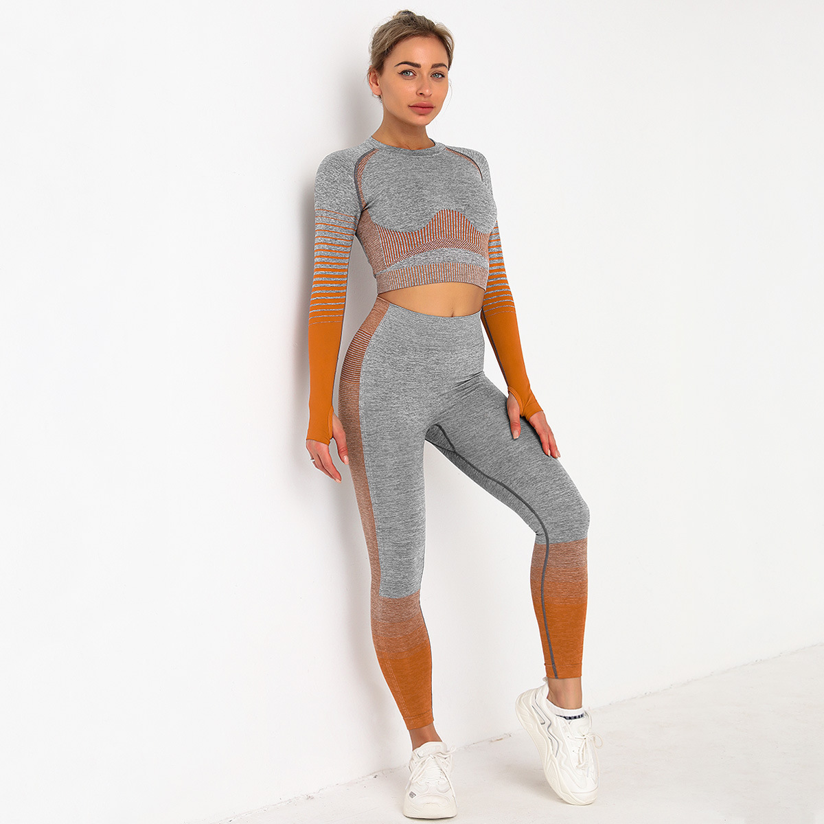 Peach knit quick-drying yoga pants — изображение 7