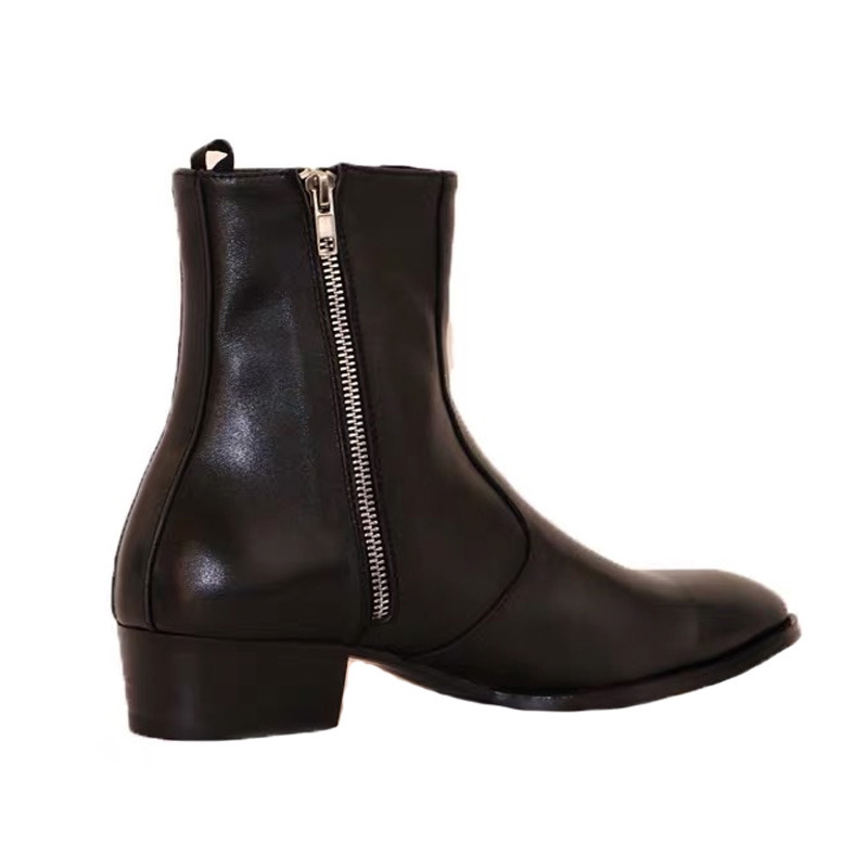 Leather Pointed Toe Zipper High Street Martin Boots - Image 4