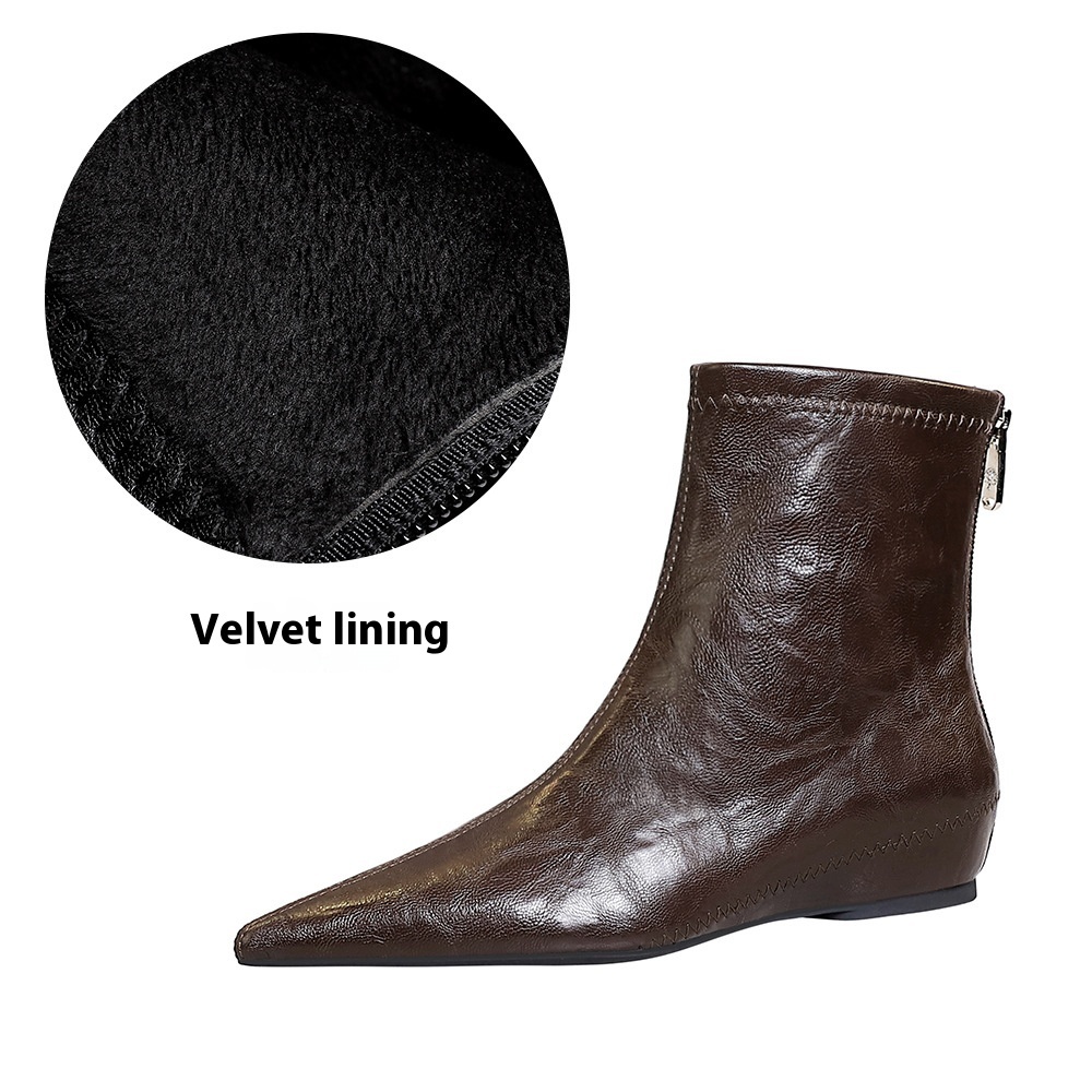 Retro Female Boots Comfortable Low Heel Wedge Hidden Heel - Image 8