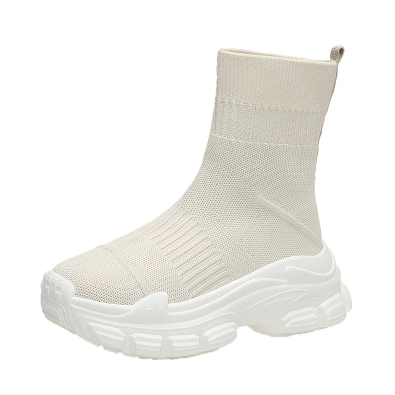 Platform Knitted Sports Casual Shoes And Boots - Image 7