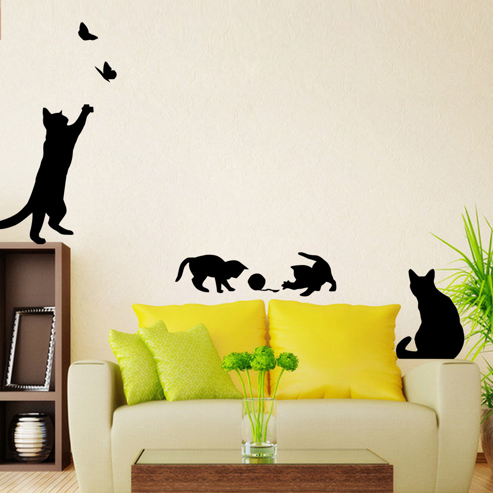 Cat Scratching Butterfly Living Room Bedroom Background Decorative Painting Wall Sticker - Image 4