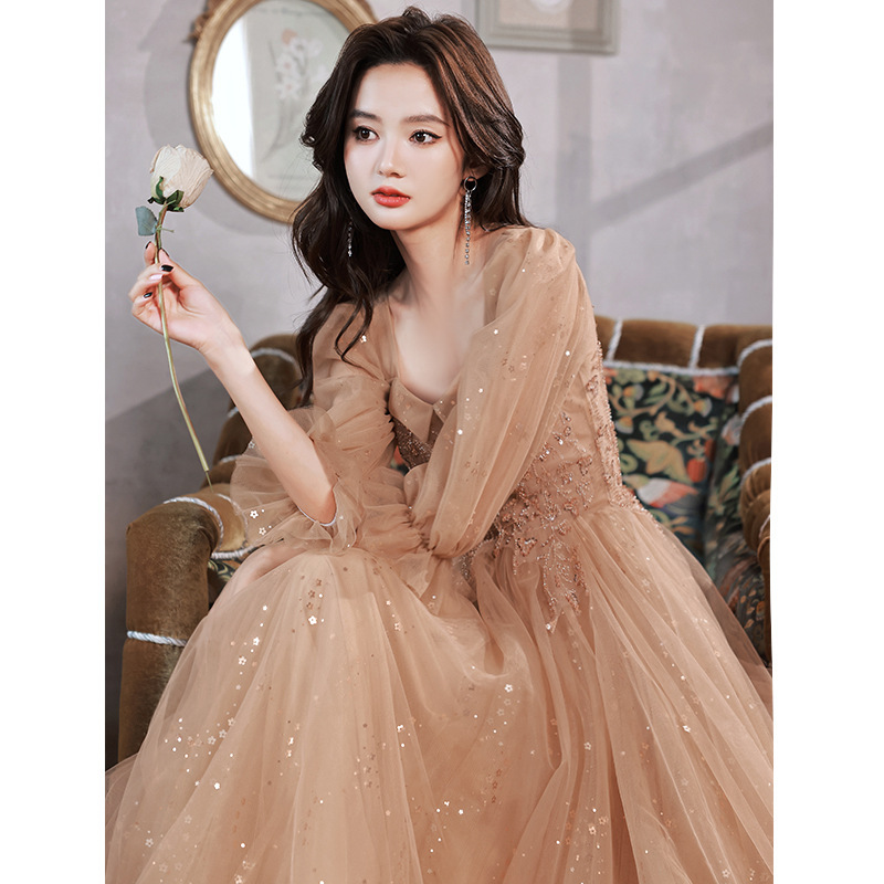 Evening Dress Host Banquet Maid Of Honor Long Sleeves - Image 2