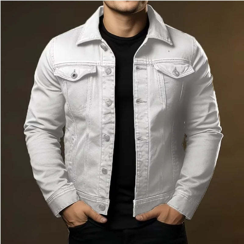 Men's Jacket Denim Coat Tooling Solid Color Thick Coat - Image 6
