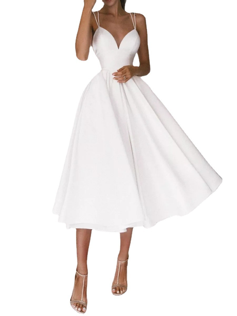 Women's Long Skirt V-neck Simple And Thin Suspender Dress – Bild 5